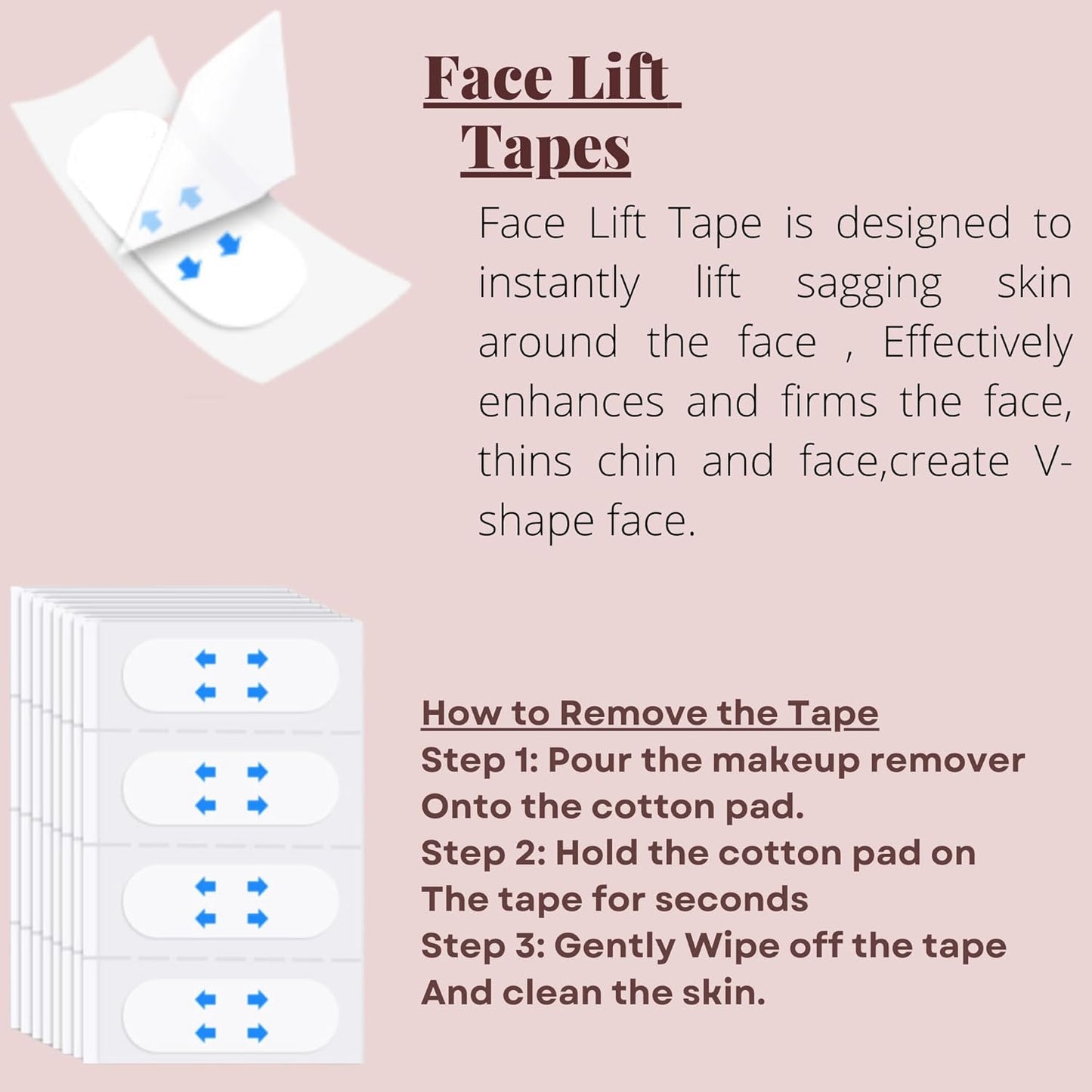 Face Lift Tape 100 Pcs, Face Lifting Tape Invisible, Anti-Sagging Skin Tape, Face Lift Strips, Face Lifting Bands, Anti-Wrinkle, Face Lifting Tool.