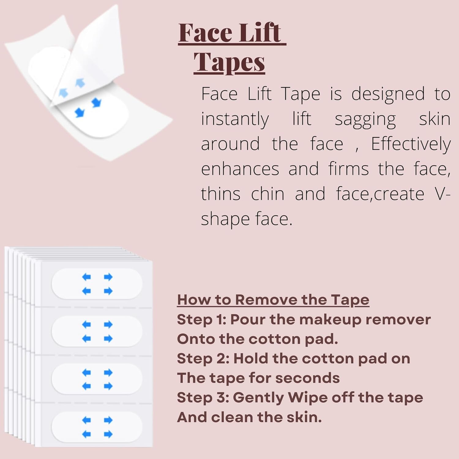 Face Lift Tape 100 Pcs, Face Lifting Tape Invisible, Anti-Sagging Skin Tape, Face Lift Strips, Face Lifting Bands, Anti-Wrinkle, Face Lifting Tool.