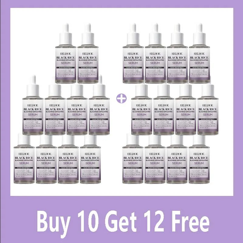 Black & White Rice Exfoliating Serum Set BHA Niacinamide Pore Minimizing & Brightening Blackhead Whitehead Remover Skincare Set