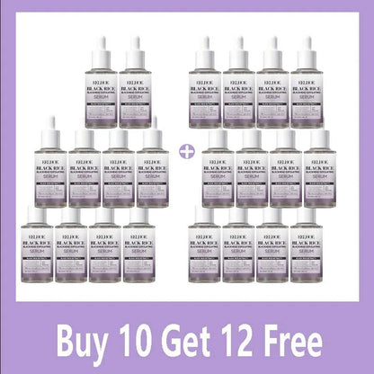 Black & White Rice Exfoliating Serum Set BHA Niacinamide Pore Minimizing & Brightening Blackhead Whitehead Remover Skincare Set