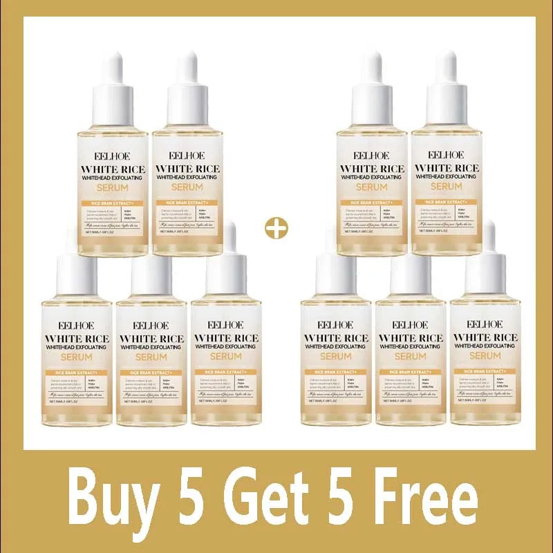Black & White Rice Exfoliating Serum Set BHA Niacinamide Pore Minimizing & Brightening Blackhead Whitehead Remover Skincare Set