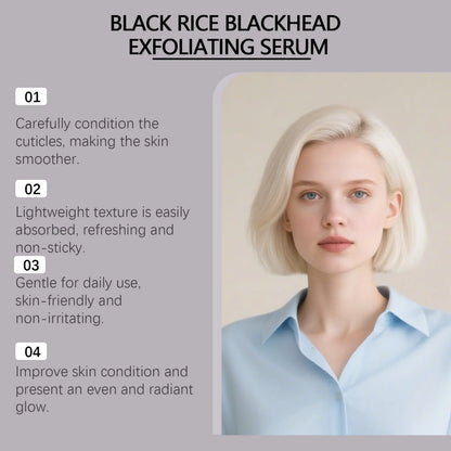 Black & White Rice Exfoliating Serum Set BHA Niacinamide Pore Minimizing & Brightening Blackhead Whitehead Remover Skincare Set