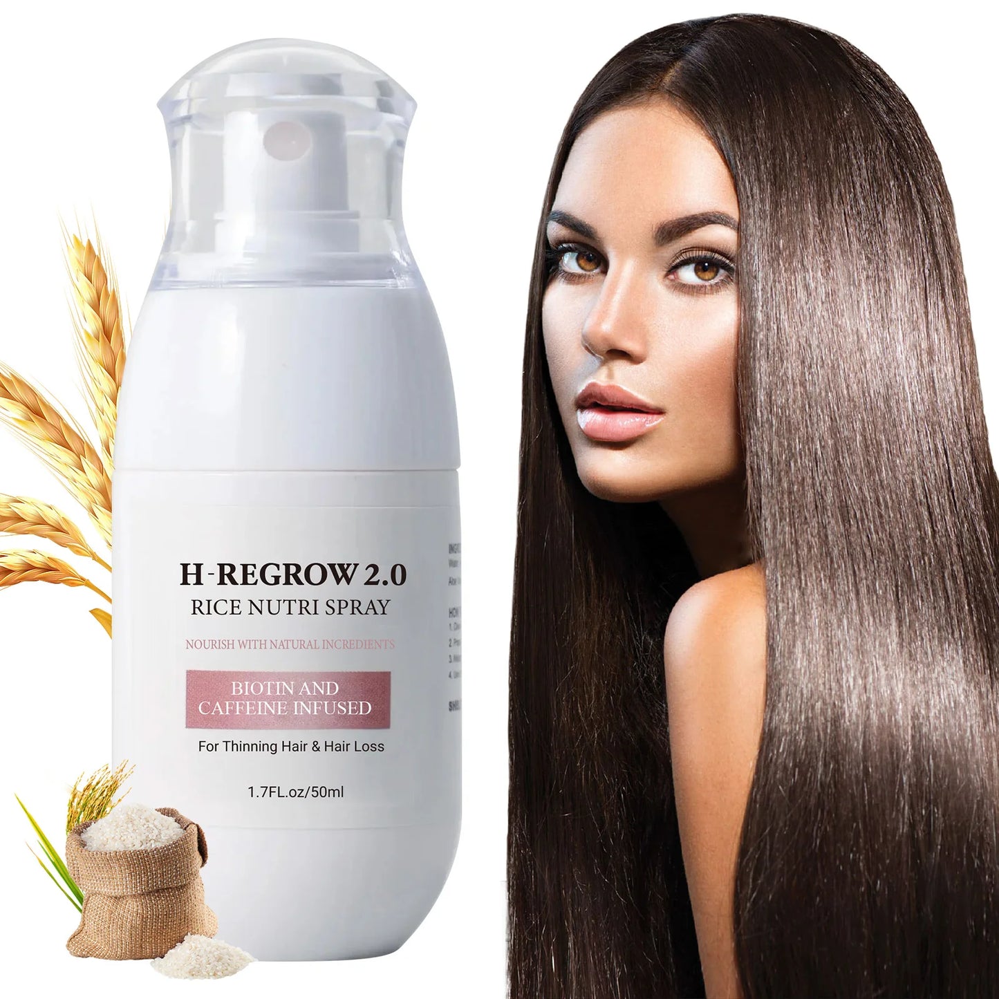Hair Spray Rice Water Strong Hair Follicle Root Thick Loss Prevention Nourishing Soften Hair Helper Care Spray for Thinning Hair