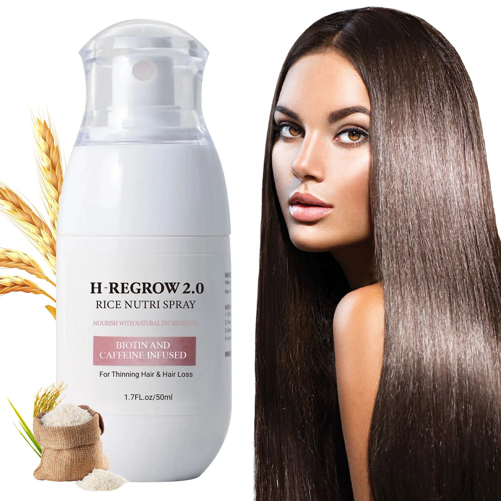 Hair Spray Rice Water Strong Hair Follicle Root Thick Loss Prevention Nourishing Soften Hair Helper Care Spray for Thinning Hair