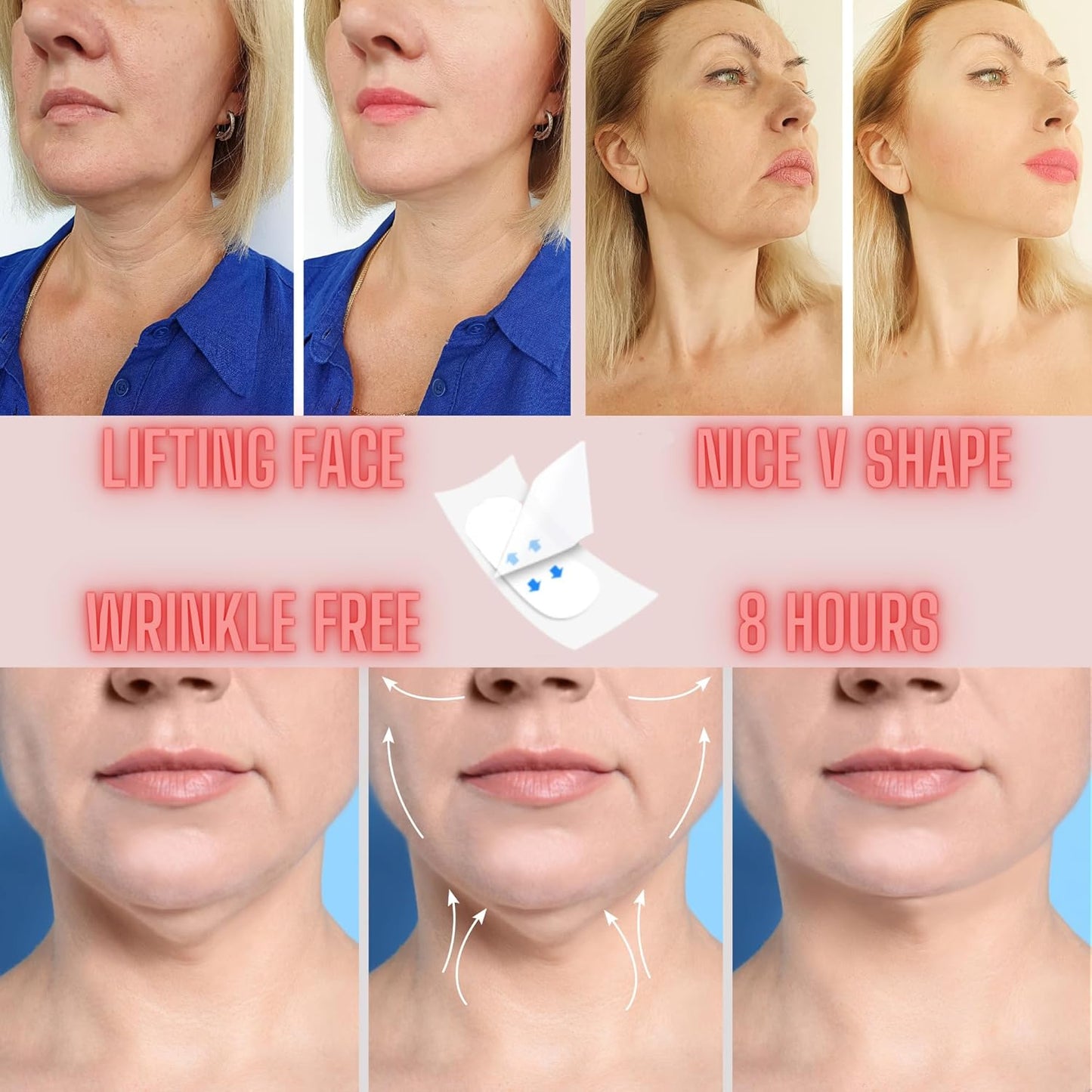Face Lift Tape 100 Pcs, Face Lifting Tape Invisible, Anti-Sagging Skin Tape, Face Lift Strips, Face Lifting Bands, Anti-Wrinkle, Face Lifting Tool.