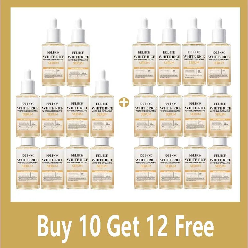 Black & White Rice Exfoliating Serum Set BHA Niacinamide Pore Minimizing & Brightening Blackhead Whitehead Remover Skincare Set