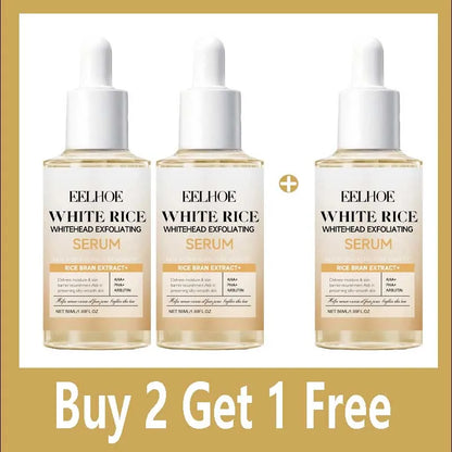Black & White Rice Exfoliating Serum Set BHA Niacinamide Pore Minimizing & Brightening Blackhead Whitehead Remover Skincare Set