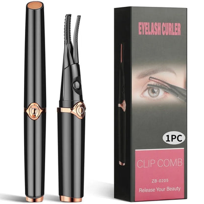 Heated Eyelash Curlers, USB Rechargeable Electric Eyelash Curler for Women, 3 Temperature Modes 2 in 1 Clip-Type Eyelash Curler with Built-In Comb Fast Heating & Long Lasting