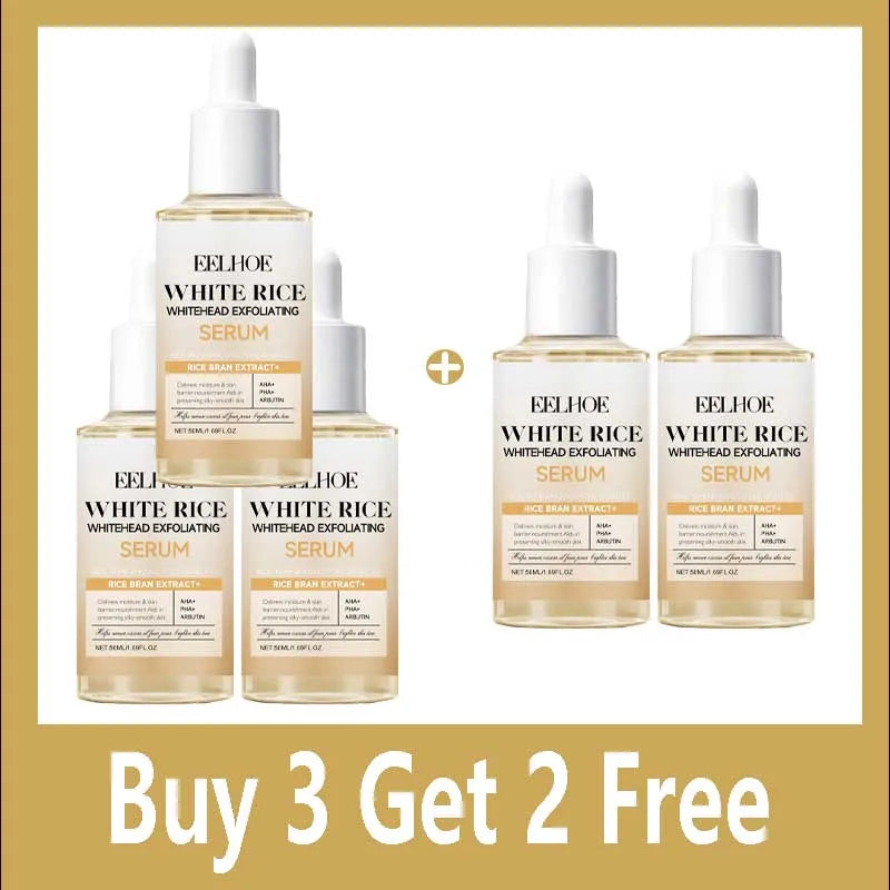Black & White Rice Exfoliating Serum Set BHA Niacinamide Pore Minimizing & Brightening Blackhead Whitehead Remover Skincare Set
