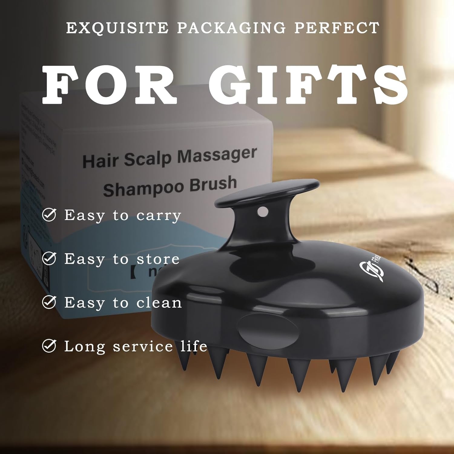 Scalp Scrubber Scalp Massager Hair Growth, Shower Shampoo Brush with Silicone Bristles for Dandruff Removal and Hair Care, Wet & Dry Hair Massager Scalp Exfoliator for Men Women Kids，Black