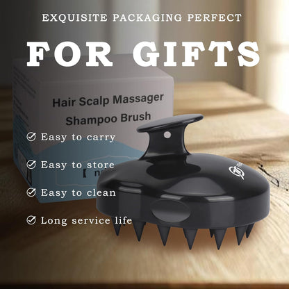 Scalp Scrubber Scalp Massager Hair Growth, Shower Shampoo Brush with Silicone Bristles for Dandruff Removal and Hair Care, Wet & Dry Hair Massager Scalp Exfoliator for Men Women Kids，Black