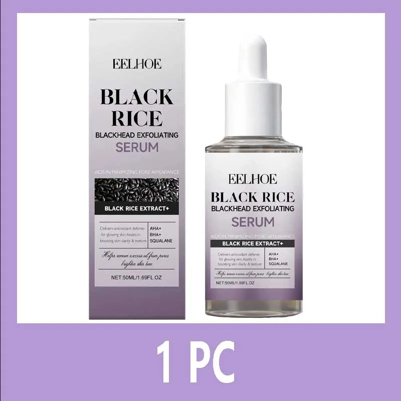 Black & White Rice Exfoliating Serum Set BHA Niacinamide Pore Minimizing & Brightening Blackhead Whitehead Remover Skincare Set