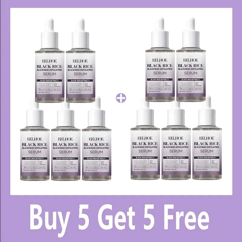 Black & White Rice Exfoliating Serum Set BHA Niacinamide Pore Minimizing & Brightening Blackhead Whitehead Remover Skincare Set