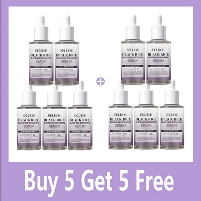 Black & White Rice Exfoliating Serum Set BHA Niacinamide Pore Minimizing & Brightening Blackhead Whitehead Remover Skincare Set