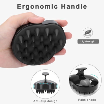 Scalp Scrubber Scalp Massager Hair Growth, Shower Shampoo Brush with Silicone Bristles for Dandruff Removal and Hair Care, Wet & Dry Hair Massager Scalp Exfoliator for Men Women Kids，Black
