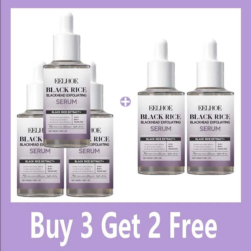 Black & White Rice Exfoliating Serum Set BHA Niacinamide Pore Minimizing & Brightening Blackhead Whitehead Remover Skincare Set