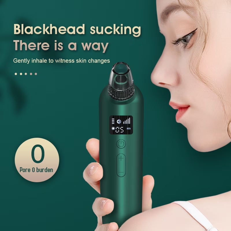 Blackhead Remover Pore Vacuum with Hot Compress Electric Acne and Pimple Extractor with LCD Display 6 Suction Heads Base Stand Face Cleaner Tool for Women and Men