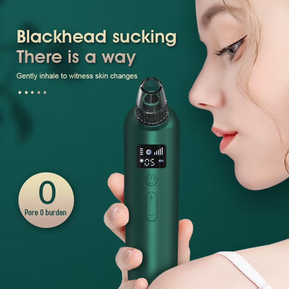 Blackhead Remover Pore Vacuum with Hot Compress Electric Acne and Pimple Extractor with LCD Display 6 Suction Heads Base Stand Face Cleaner Tool for Women and Men